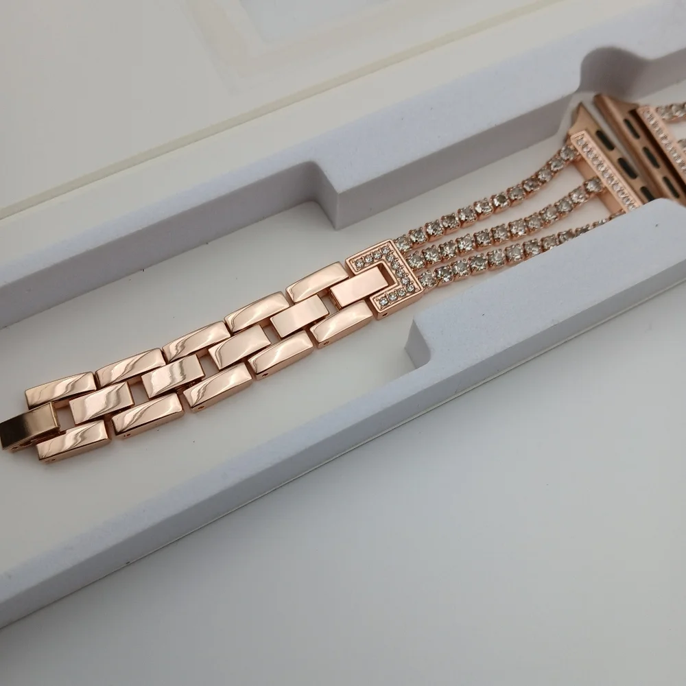 New Rose Gold And Crystals Apple Watch Band